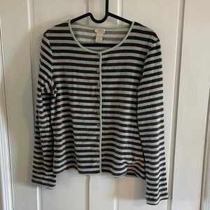 Striped Button-Front Long-Sleeve - Mint & Brown